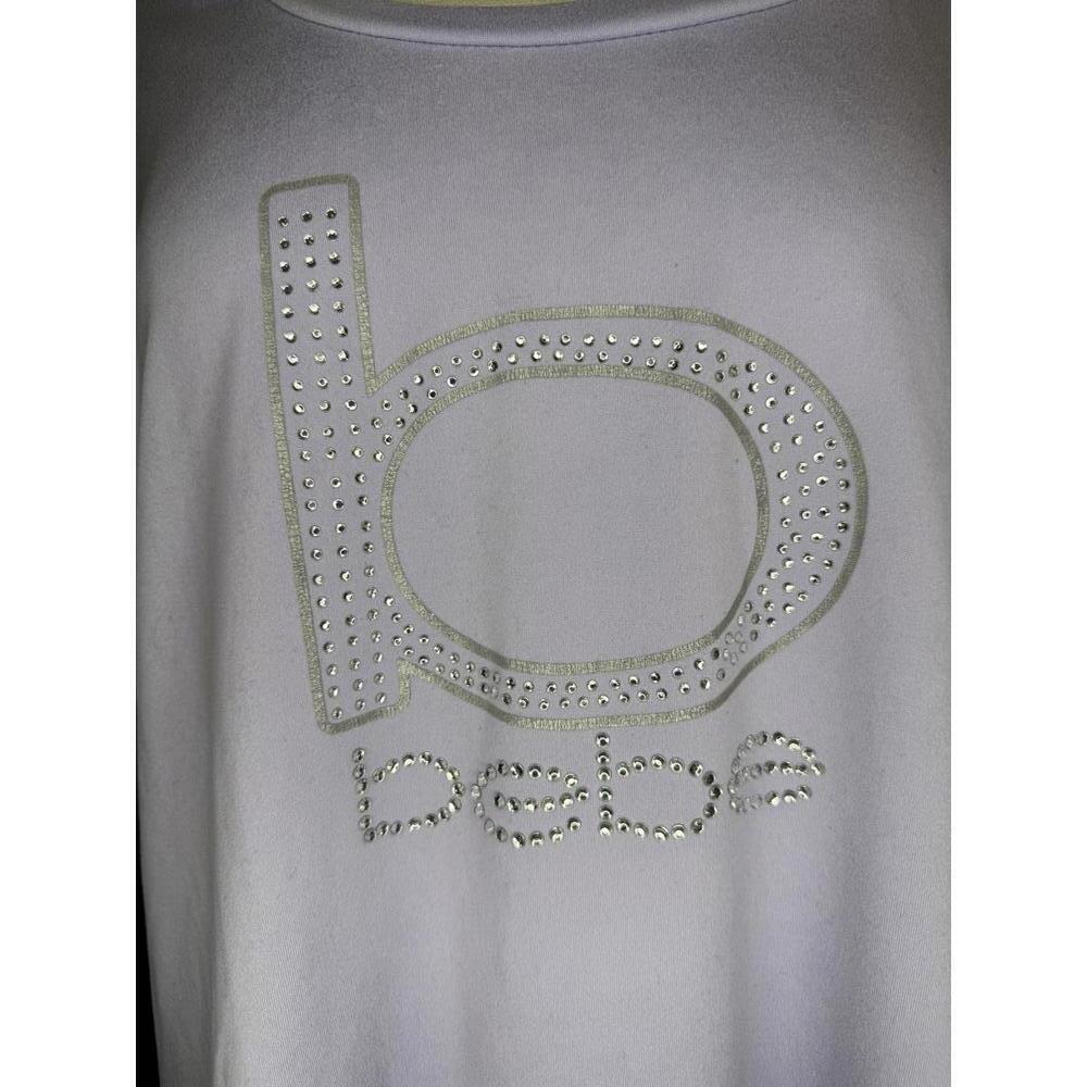 bebe Sport Women's XL Lavender Logo Tee Rhinestone Short Sleeve Top - Picture 2 of 8